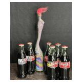 VINTAGE STRETCHED GLASS COCA-COLA BOTTLE SAND ART