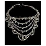 Vtg Rhinestone Choker Necklace Costume Jewelry