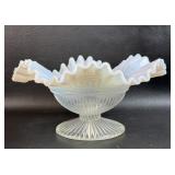 1910 Northwood Greek Key Opalescent Glass Ruffled