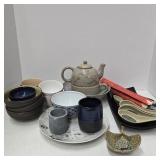 ASAIN MOTIF BOWLS, PLATES, TEA POT, SPOONS & CHOP