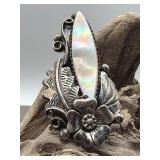Lee Charley Navajo Mother of Pearl Sterling Ring