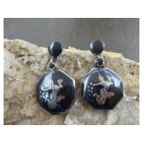 Siam Sterling Unmarked Niello Two Sided Earrings