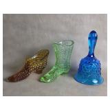 Fenton Blue Hobnail Bell , Mosser ? Green Glass
