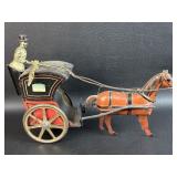Antique Tin Horse Drawn Carriage w/ Driver
