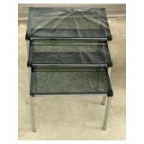 3 Vintage Nesting Tables, Smoke Glass Top w/