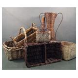 Vntg Woven Floor Vase & Splint Willow Basket ++