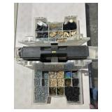 STANLEY ORGANIZER FULL OF HARDWARE SCREWS, BRASS