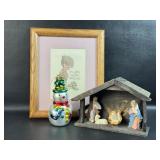 Needlepoint Precious Moments Framed Art/ VTG