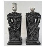 2 Vintage Art Deco Floral Table Lamps Need