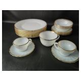 19 pcs Fire King Swirl Plates Bowls SAUCERS etc