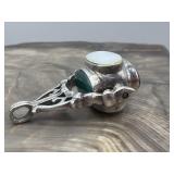 925 CW Four Sided Stones Spinner Watch Pendant