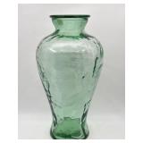 LARGE ART GLASS VASE GREEN TINT MADE IN SPAIN