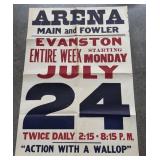 Old Circus Advertising Poster Arena Main & Fowler