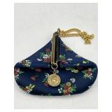 VINTAGE JAPANESE BLUE FLORAL KISS-LOCK COIN PURSE