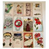 12 Antique Postcards w/ Advertising Card