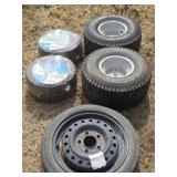 Set of New Stock Lawn Mower Tires & Wheels +