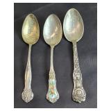 Three Sterling Silver Souvenir Spoons