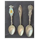 Three Sterling Silver Souvenir Spoons