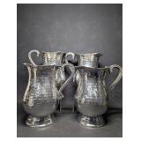 4 Pc  Hammered Metal Stainless Finished Pitchers