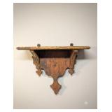 Antique Rustic Carved Wood Display Wall Shelf