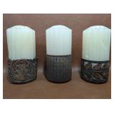 Ribbed Piller Candles with Metal Holders