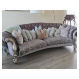 Large Ornate Curved Sofa in Gray Tone