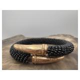Gold Plated Beaded Stretch Bangle Bracelet