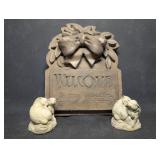 Small Cement Hare Rabbit Sculptures & Cement
