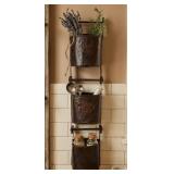Rustic Metal Watermill Hanging Wall Pocket