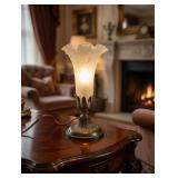Brass Lily-Shade Table Lamp, Vintage-Style Brass
