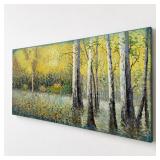 27" x 55" Autumn Forest Painting on Canvas