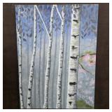 29" x 39" Birch Tree Painting on Canvas