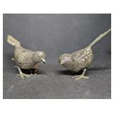 Silver-Plated Brass Song Bird Figurines , Mantle