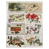 8 Antique Postcards Mixed w/ Christmas