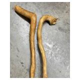 2 Natural Wood Walking Canes 31 & 30 Inches