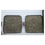 2 Large Gray Iron Portable Modern Decorative Tray