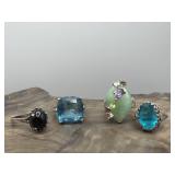 925 Sterling & Silver with Glass Stones Rings