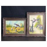 PAIR ORIGINAL OIL ON CANVASS PAINTINGS BY E.