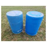 2 50 Gal Plastic Drums No Lids