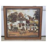 Framed Puzzle w/ Antique Town Scene