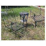 Two Older Steel Patio Chairs w/ Stand