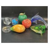 Assorted Paperweights, Dolphin , Fruit + Most
