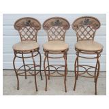 3 Swiveling Barstools Chicken Farmhouse Metal