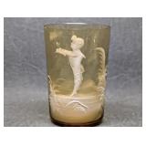 Mary Gregory Victorian Hand Enamelled Amber Glass