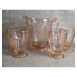 Jeanette Glass Pink Cherry Blossom Pitcher &