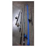 Assorted Fishing Rods & Reels w/ Sleeve