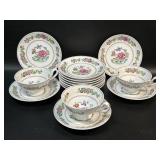 Spode China Famille Rose 3 Set Cups & Saucers + 9