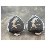 Siam Silver Niello Heart Dancer Clip On Earrings