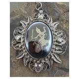 Siam Sterling Niello Filigree Pendant & Chain