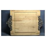 Rustic Wood Charcuterie W/ Ornate Cast Iron
